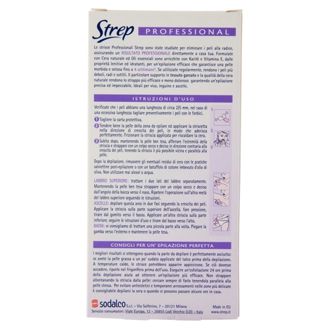 Strep Professional Strisce Depilatorie Viso e Parti Delicate 10 Strisce + 3 Salviettine